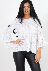 Laurel White And Black Polka Dots Top-Tops