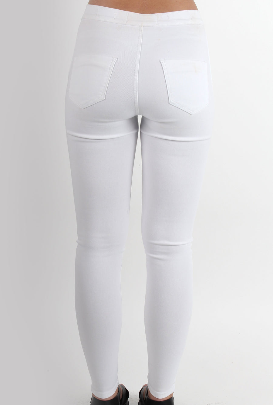 Laurie White Ripped Knee High Waisted Jeans-Jeans