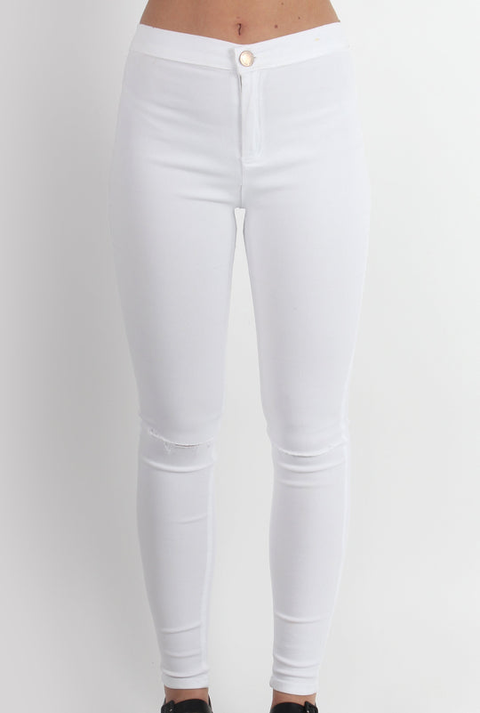 Laurie White Ripped Knee High Waisted Jeans