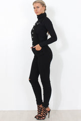 Lavine Black Dungarees-Dresses
