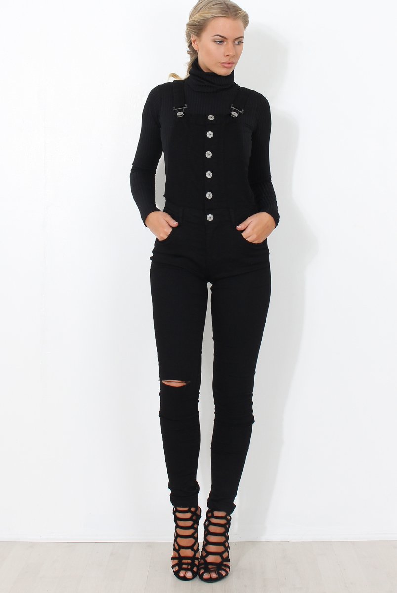 Lavine Black Dungarees-Dresses