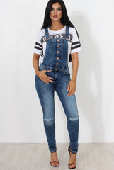 Lavine Dark Blue Dungarees-Dresses
