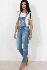 Lavine Mid Blue Dungarees-Dresses