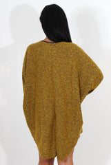 Leah Mustard Drooped Back Jumper Dress-Dresses