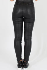 Leather Look High Waisted Skinny Jeans - Gabbi-Jeans