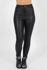Leather Look High Waisted Skinny Jeans - Gabbi-Jeans