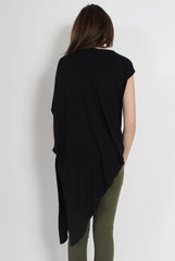 Leela Black Sleeveless Asymmetric Top-Tops