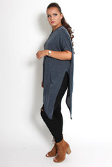 Leelee Grey Asymmetric Top-Tops