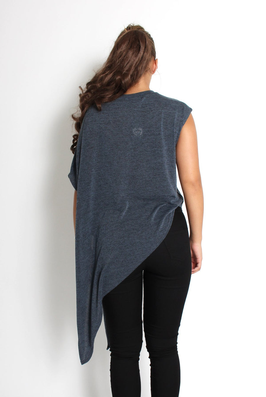 Leelee Grey Asymmetric Top-Tops