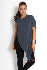Leelee Grey Asymmetric Top-Tops