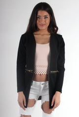 Leia Black Long Sleeve Zip Jacket-Jackets