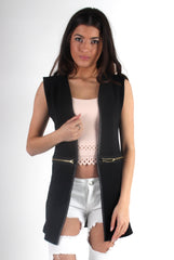 Leia Black Zip Waistcoat-Coats