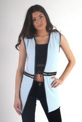 Leia Blue Zip Waistcoat-Coats