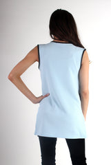 Leia Blue Zip Waistcoat-Coats