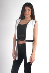 Leia White Zip Waistcoat-Coats