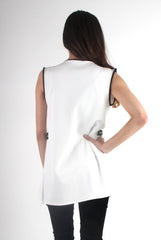 Leia White Zip Waistcoat-Coats