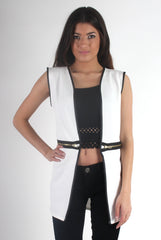 Leia White Zip Waistcoat-Coats