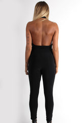 Lela Black Halterneck Jumpsuit-Jumpsuits