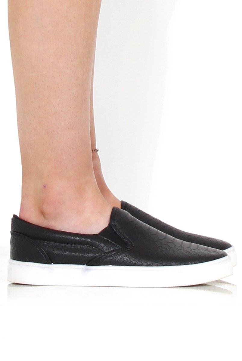 Lema Black And White Snakeskin Platform Trainers-Trainers