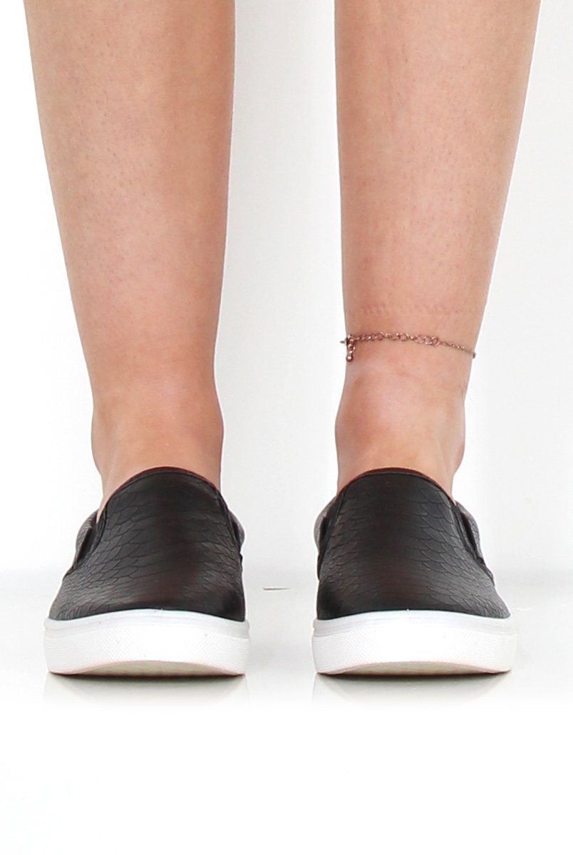 Lema Black And White Snakeskin Platform Trainers-Trainers