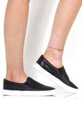 Lema Black And White Snakeskin Platform Trainers-Trainers