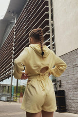 Lemon Back Cut Out Cropped Hoodie - Yalena-Hoodies