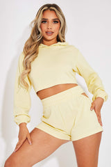 Lemon Back Cut Out Cropped Hoodie - Yalena-Hoodies