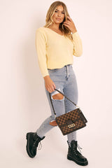 Lemon Plunge Neck Knit Jumper - Halie-Jumper