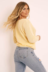 Lemon Plunge Neck Knit Jumper - Halie-Jumper