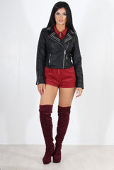 Lenni Black & Silver Leather Biker Jacket-Jackets