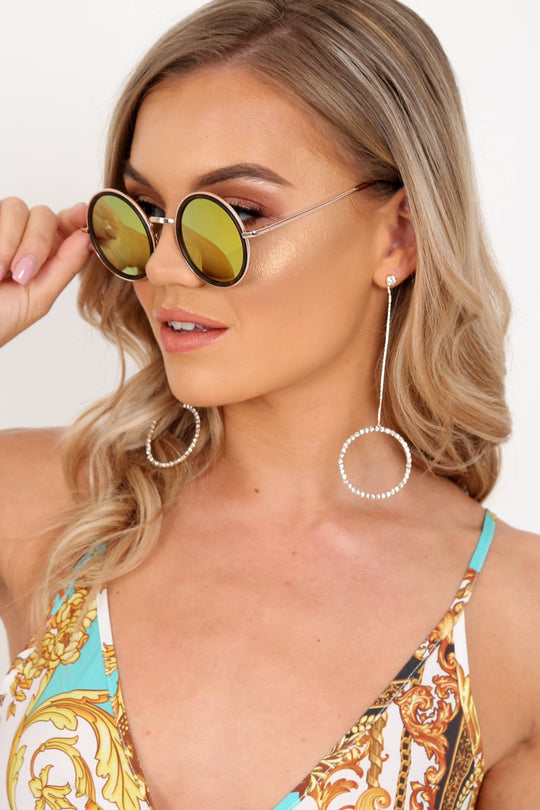 Leopard And Gold Round 90's Sunglasses - Fraya