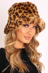 Leopard Faux Fur Bucket Hat - Hally-Hats