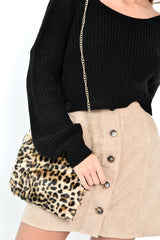 Leopard Faux Fur Cross Body Bag - Maliha-Bags