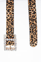 Leopard Faux Leather Embellished Buckle Belt - Oneita-Belts
