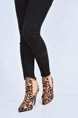 Leopard Faux Suede Stud Trim Shoe Boots - Haven-Boots