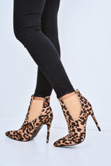 Leopard Faux Suede Stud Trim Shoe Boots - Haven-Boots