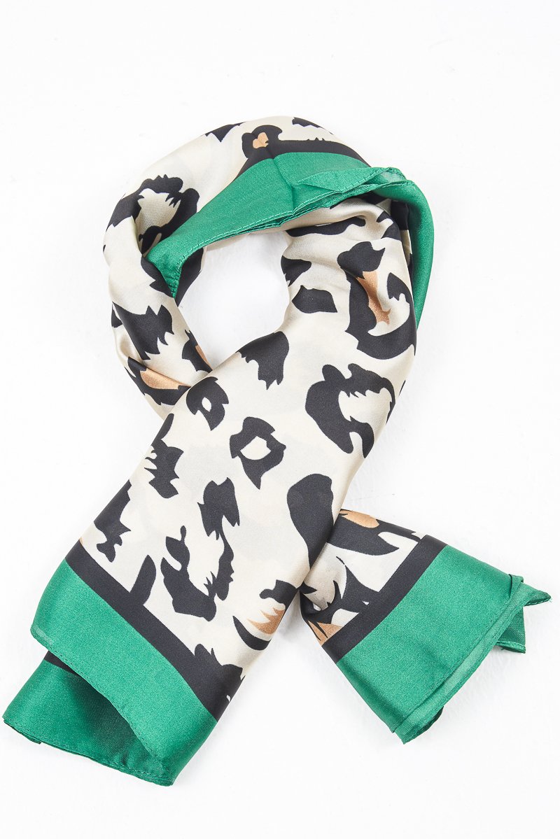 Leopard Green Colour Block Scarf - Priscella-Hair