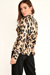 Leopard Knot Front Plunge Shirt - Jurnie-Shirts
