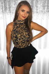 Leopard Mesh High Neck Bodysuit - Harlowe-Bodysuits