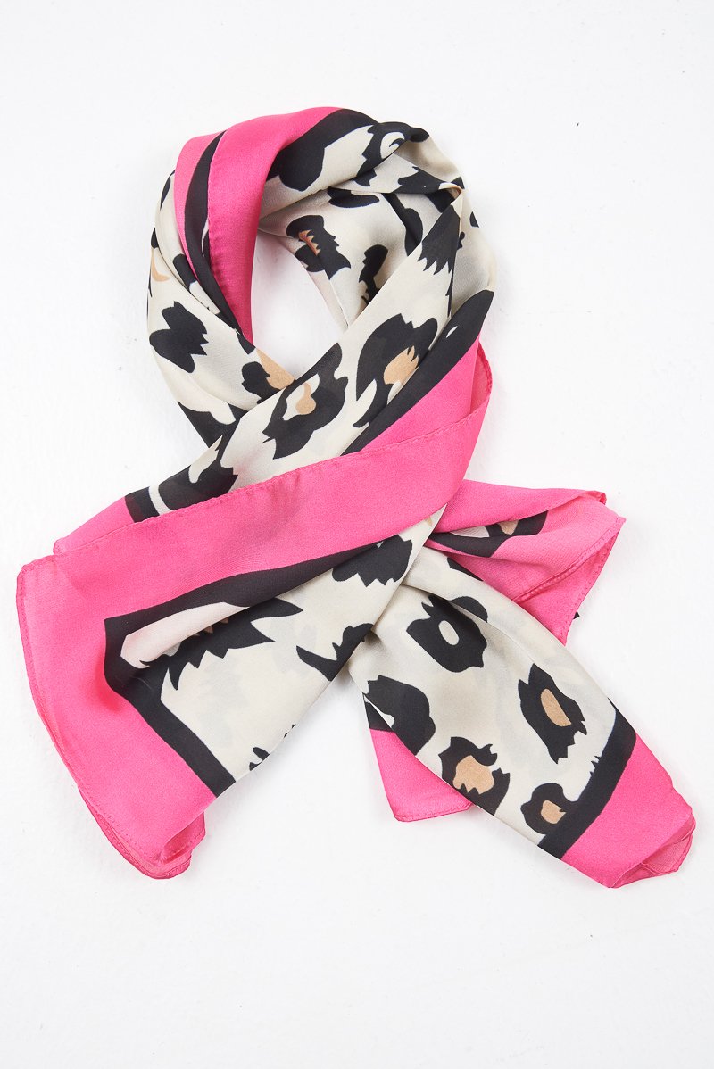 Leopard Pink Colour Block Scarf - Priscella-Scarf