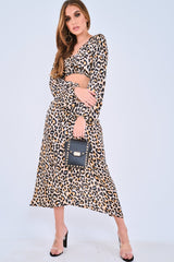 Leopard Print Balloon Sleeve Blouse Midi Skirt Co-Ord - Carmina-Co-ords