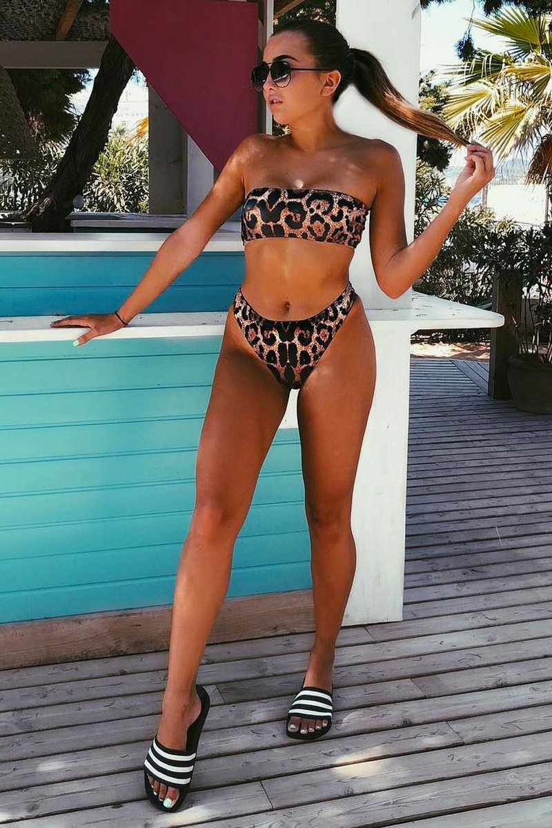 Leopard Print Bandeau Bikini - Kenadee-Bikinis