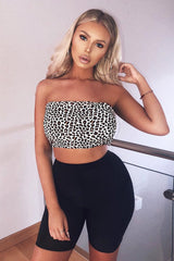 Leopard Print Bandeau Crop Top - Alinna-Crop Tops