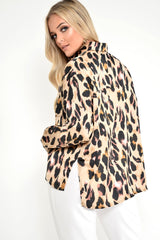 Leopard Print Buttoned Up Blouse - Acsa-Tops