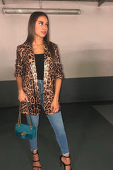 Leopard Print Coated Longline Blazer - Avilyn-Jackets