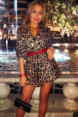Leopard Print Coated Longline Blazer - Avilyn-Jackets