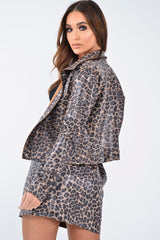 Leopard Print Coated Trucker Jacket - Nikole-Jackets