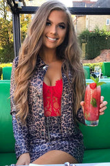 Leopard Print Coated Trucker Jacket - Nikole-Jackets