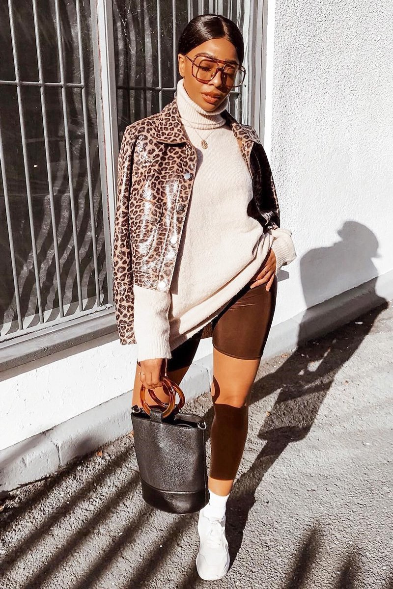 Leopard Print Coated Trucker Jacket - Nikole-Jackets
