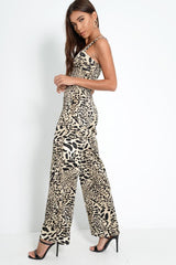Leopard Print Crop Top And Wide Leg Trouser Co-ord - Talyn-Co-ords